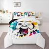 Kids Gaming Comforter Set King Gamer Bedding Set, Modern Console Game Controller Duvet Set for Boys Girls Teens, White Gamepad Quilt Set, Tie Dye Colorful Comforter Set Grey White Soft Bedding Set view 1
