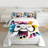 Kids Gaming Comforter Set King Gamer Bedding Set, Modern Console Game Controller Duvet Set for Boys Girls Teens, White Gamepad Quilt Set, Tie Dye Colorful Comforter Set Grey White Soft Bedding Set view 2