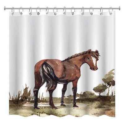 Fabric Bath Shower Curtain for Bathroom, Three Horses Trotting in The Ocean Shower Curtain, Waterproof Shower Curtain Liner with 12 Hooks, Rustic Modern Bathroom Decor, 72x72in