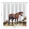 Fabric Bath Shower Curtain for Bathroom, Three Horses Trotting in The Ocean Shower Curtain, Waterproof Shower Curtain Liner with 12 Hooks, Rustic Modern Bathroom Decor, 72x72in view 2