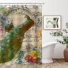Peacock Shower Curtain for Bathroom White and Blue-Green Royal Peacocks Curtain Set with Hooks Bathroom Decoration Waterproof Fabric Shower Curtain - Beautiful Inside and Out 60x72in view 3