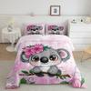 Erosebridal Cartoon Koala Comforter Set King Size, Cute Koala Bedding Set, Cherry Blossom Rose Quilted Duvet for Kids Baby Toddler, Nursery Quilt Set, Butterfly Branch Leaves Duvet Set view 1
