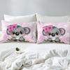 Erosebridal Cartoon Koala Comforter Set King Size, Cute Koala Bedding Set, Cherry Blossom Rose Quilted Duvet for Kids Baby Toddler, Nursery Quilt Set, Butterfly Branch Leaves Duvet Set view 4