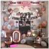 Clean Evolution 50th Birthday Party Decorations Women  Beautiful Rose Gold and Black Happy Banner Foil Latex Balloons Backdrop Cake Topper And Tableware view 1
