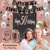 Clean Evolution 50th Birthday Party Decorations Women  Beautiful Rose Gold and Black Happy Banner Foil Latex Balloons Backdrop Cake Topper And Tableware view 4