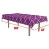 Beistle Lattice Tablecovers, 54 x 108 Plastic Table Cloth, Moroccan Decorations for Party, Moroccan Tablecloth, Arabian Nights Theme Party, Rectangular Table Cloth Purple/Gold, 3 Pieces view 3