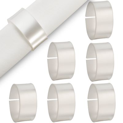 SILVER SPOONS Elegant Oval Napkin Rings Set of 6, Napkin Holders for Table Setting, Great for Parties, Weddings, Engagements, Christmas, Upscale Events, Dinners & Celebrations - White
