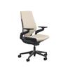 Steelcase Gesture Office Chair - Era Oatmeal Fabric, Low Seat Height, Wrapped Back, Black on Black Frame, Lumbar Support, and Hard Floor Casters view 1