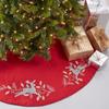 Fennco Styles Embroidered Reindeer Christmas Tree Skirt 72 Inch Round - Red Festive Tree Skirt for Home, Holiday Decoration and Special Occasion view 1