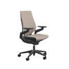 Steelcase Gesture Office Chair - Era Truffle Fabric, Medium Seat Height, Wrapped Back, Black on Black Frame, and Standard Carpet Casters view 1