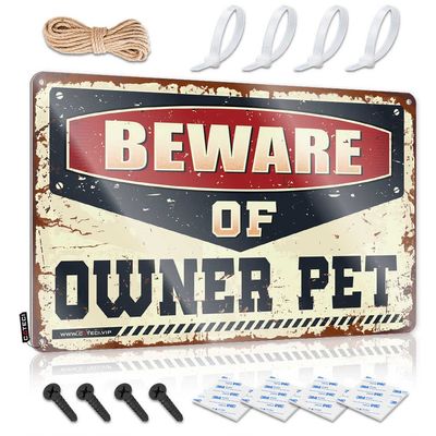 Men Cave Vintage Decor Garage Decorative Beware of Beware of Owner Pet Metal Sign Bar Signs for Home Decor Bar Signs for Home Bar ( Size : 20X30CM )