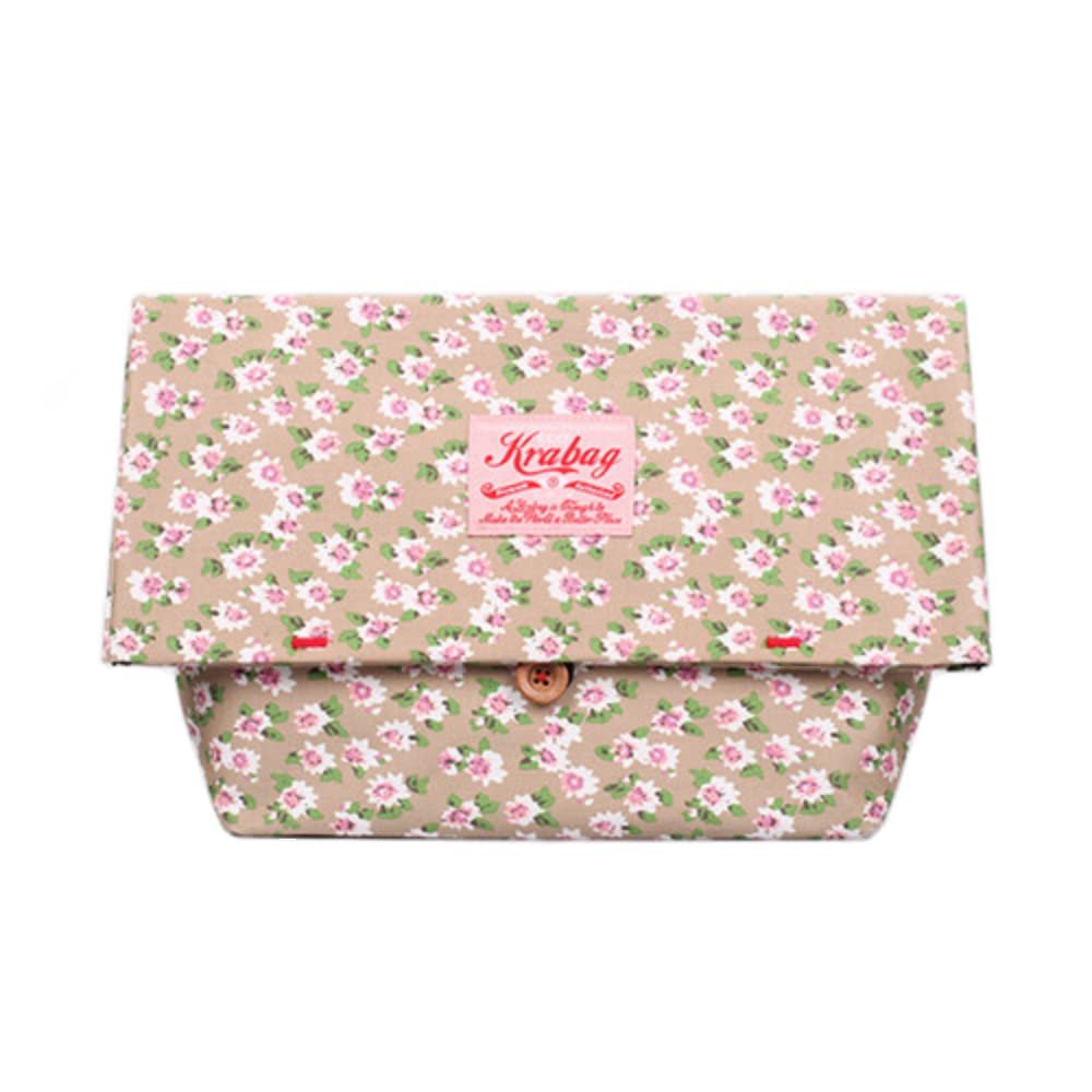 Kravitz Krabag Kurabag Reusable Cotton Eco Zipper Clutch Bag All-Over Flower Pattern (14x13inches) (Clutch2-5811)