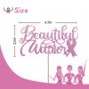 Beautiful Warrior Cake Topper, No Mo Chemo Cake Topper, Breast Cancer Awareness Cake Decor, Breast Cancer Pink Ribbon Sign Survivor Party Decoration Supplies - Pink Glitter view 2