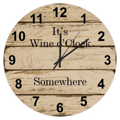 Brown Wood Grain Hanging Clock 10in Arabic Numerals Wooden Wall Clock Whisper Quiet Marine Style Antique Antique De Paris Art for Entryway Bathroom Hotel Travel Trailer