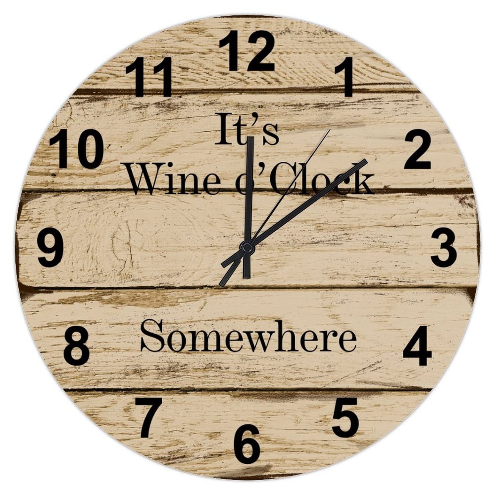 Brown Wood Grain Hanging Clock 10in Arabic Numerals Wooden Wall Clock Whisper Quiet Marine Style Antique Antique De Paris Art for Entryway Bathroom Hotel Travel Trailer