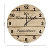 Brown Wood Grain Hanging Clock 10in Arabic Numerals Wooden Wall Clock Whisper Quiet Marine Style Antique Antique De Paris Art for Entryway Bathroom Hotel Travel Trailer view 2