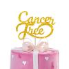 Cancer Free Cake Topper, Breast Cancer Awareness Cake Decor, Breast Cancer Pink Ribbon Sign Survivor Party Decoration Supplies - Gold Glitter view 1