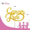 Cancer Free Cake Topper, Breast Cancer Awareness Cake Decor, Breast Cancer Pink Ribbon Sign Survivor Party Decoration Supplies - Gold Glitter view 2