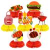 7 Pcs BBQ Baby Shower Honeycomb Centerpieces BBQ Party Tables Decorations BBQ Theme Table Topper for Birthdays BBQ Picnic Party Summer Barbecue Themed Holidays Party Supplies view 1