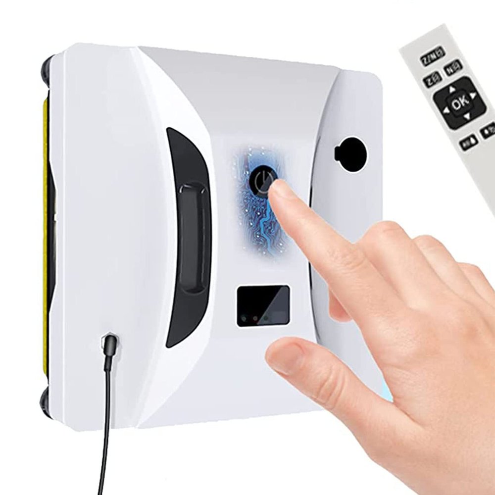 CHUNTIANMEI Window Cleaning Robot,Automatic Window Cleaner Robot by Remote Controller with Water Sprayer Robot Window Cleaner for High Windows Ceiling Glass Cleaning,White