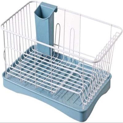 Dish Rack for Kitchen Dish DrainersDish Rack Kitchen Organizer Rack Creative Wrought Iron Dish Rack Sink Tableware Storage Drain Drainer Basket 43X25.315.5CmA Dish Rack (Color : Blue)