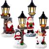 Christmas Table Centerpieces, 4 Pcs 10 Inch Santa Snowman Centerpieces with Light up Streetlights, Santa Glowing Lamppost LED Battery Operated Lighted Christmas Village Display for Home Table Ornament view 1