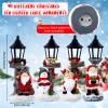 Christmas Table Centerpieces, 4 Pcs 10 Inch Santa Snowman Centerpieces with Light up Streetlights, Santa Glowing Lamppost LED Battery Operated Lighted Christmas Village Display for Home Table Ornament view 2