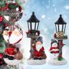 Christmas Table Centerpieces, 4 Pcs 10 Inch Santa Snowman Centerpieces with Light up Streetlights, Santa Glowing Lamppost LED Battery Operated Lighted Christmas Village Display for Home Table Ornament view 3