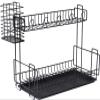 2 Tier Dish Drainer Rack Dish DrainersStainless Steel Draining Dish Rack2 Tier Kitchen Fork Spoon Organizer Dish Racks Dish Drainer with Drip Tray-A Dish Rack (Color : Black) view 1