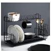 2 Tier Dish Drainer Rack Dish DrainersStainless Steel Draining Dish Rack2 Tier Kitchen Fork Spoon Organizer Dish Racks Dish Drainer with Drip Tray-A Dish Rack (Color : Black) view 2