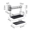 2 Tier Dish Drainer Rack Dish DrainersStainless Steel Draining Dish Rack2 Tier Kitchen Fork Spoon Organizer Dish Racks Dish Drainer with Drip Tray-A Dish Rack (Color : Black) view 3