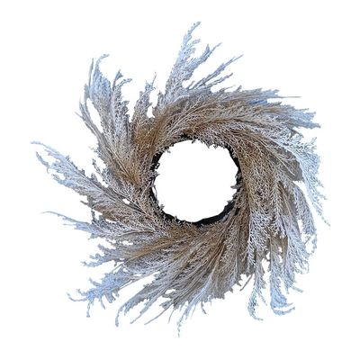 Artificial Pampas Grass Wreath, 24" Faux Pampas Grass Decor for Boho Style Decor