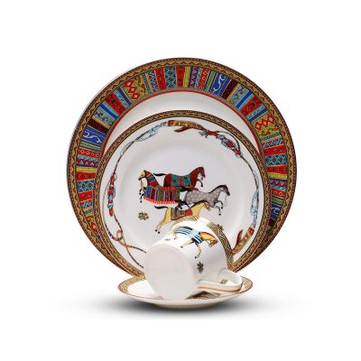 24-Piece Dinnerware SetsRound Dinner Plates, Scratch Resistant, Lead-Free, Microwave, Oven, and Dishwasher Safe