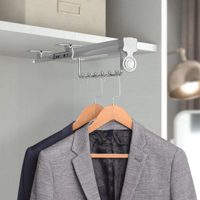JIAOCKJIAO Pull-Out Closet Valet Rod,Extendable Closet Rod,Hanging Rod Double Ball Sliding Rail, Metal Clothing Rail Top Mount Hanger Rack Bar,for Coats,Pants,Scarves,etc