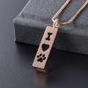 SHEIL I Love Pet Cremation Jewelry - Stainless Steel Square Bar Dog Cat Memorial Necklace for Funeral Keepsake Gift view 2