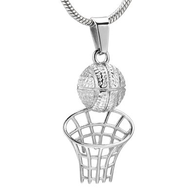 SHEIL 316L Stainless Steel Memorial Jewelry Basketball Cremation Urn Ash Holder Pendant Sport Lover Keepsake Necklace for Funeral