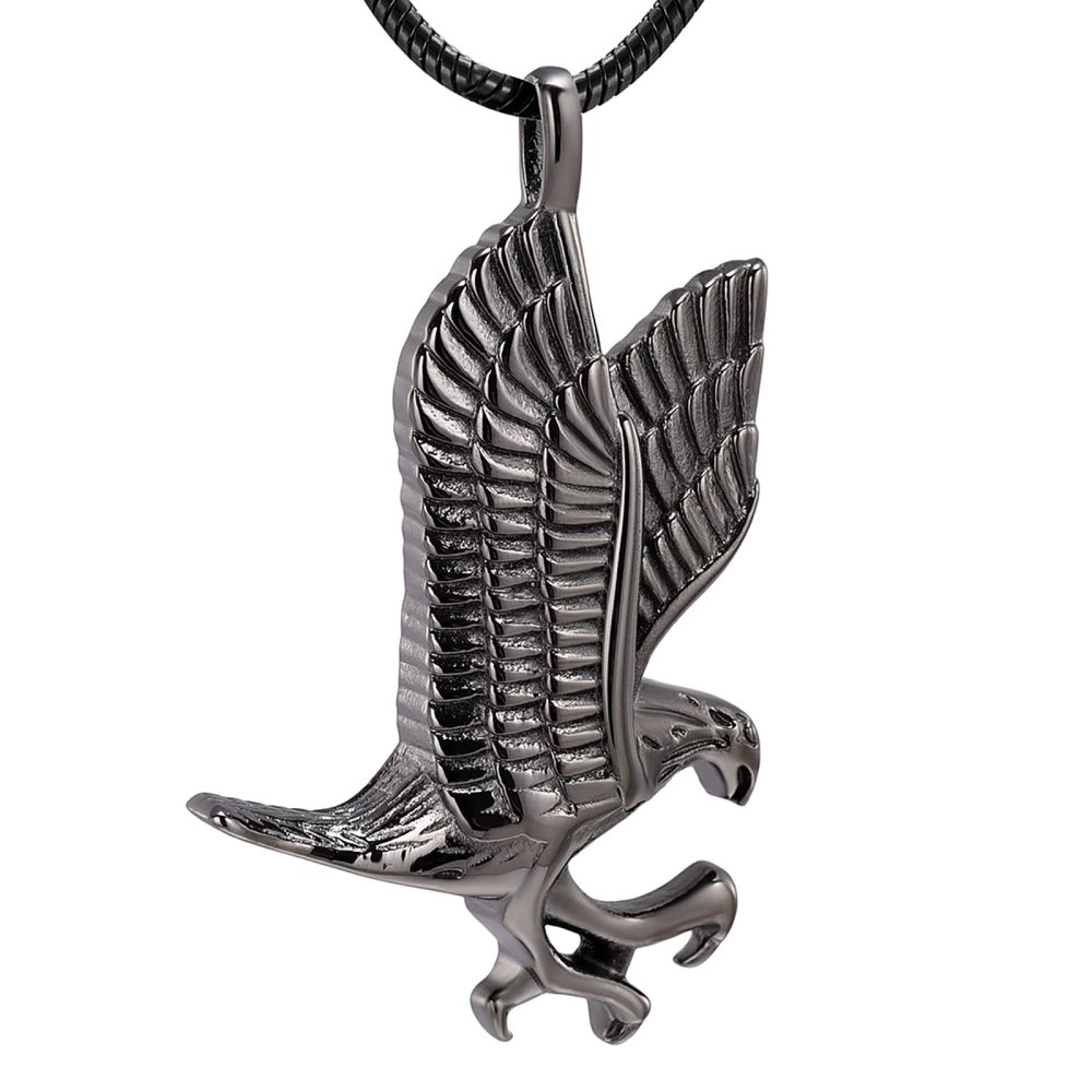 SHEIL Eagle Memorial Urn Necklace Stainless Steel Keepsake Cremation Jewelry for Ashes Holder Pet/Human Ashes for Women Men