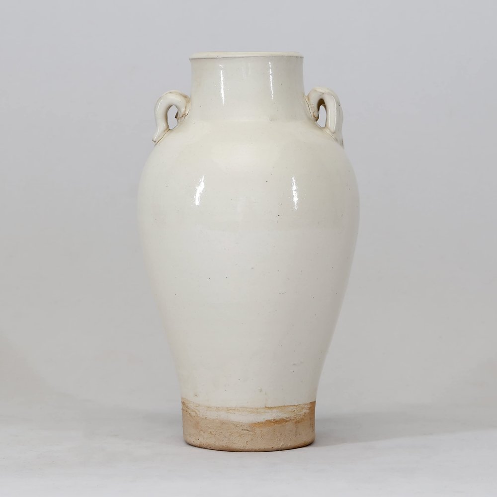 Artissance 10.2" H Tall White Porcelain Vintage Style Vase w/2 Handles
