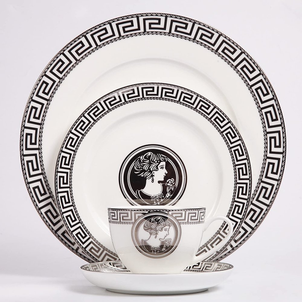 24 Piece Dinnerware Sets,Round Dinner Plate, Scratch Resistant, Microwave, Oven, Dishwasher Safe