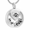 SHEIL Pet Paw Print Keepsake Cremation Jewelry Stainless Steel Ashes Holder Dog Cat Urn Pendant Memorial Necklace for Men Women view 1