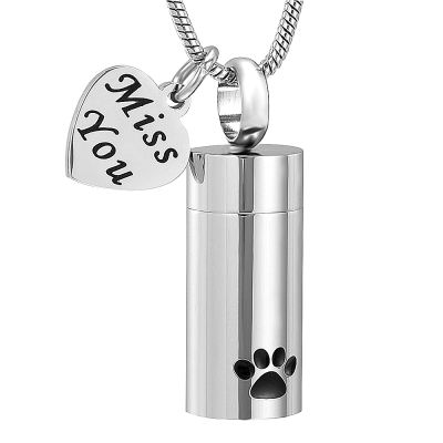 SHEIL Pet Cremation Urn Pendant - Stainless Steel Memorial Urns Nceklace for Dog Cat Keepsake Jewelry