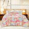 Luxury Faux Fur Shaggy Comforter Set Full/Queen Size, Plush & Sherpa Reversible Comforter Tie Dye Rainbow, 3-Piece Fluffy Fuzzy Bedding Set Ultra Soft and Warm for Winter (1 Comforter + 2 Pillowcases) view 1