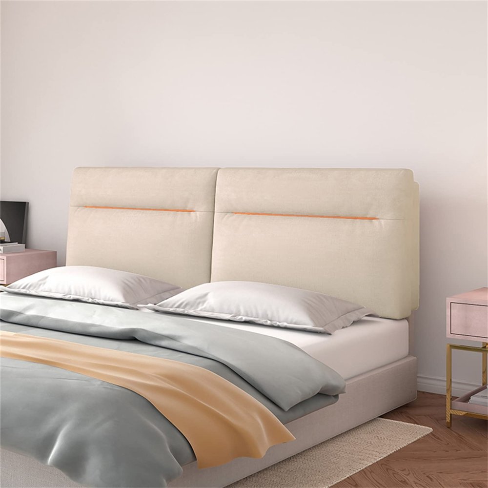 Fleece Upholstered Headboards Cushion,Bolster Wall Pillow Bed Backboard Cushion Reading Pillow Backrest Washable Cover Lumbar Pad for Bedroom Hotel Bench,B,With headboard 74.8"/190cm
