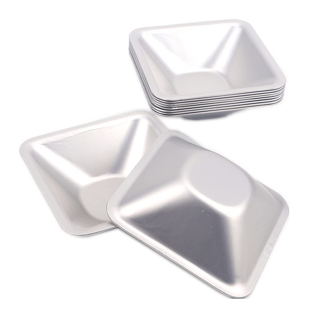 10pcs 3 Sizes Square Shape Aluminium Anodizing Egg Tart Mould Bean Jelly Pudding Mold Metal Cake Moulds DIY Bakery Tools (10pcs Medium)