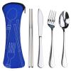 Portable Silverware Set with Case, Lengnoyp Travel Camping Utensils Set, Premium Stainless Steel Travel Cutlery Set view 1