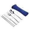 Portable Silverware Set with Case, Lengnoyp Travel Camping Utensils Set, Premium Stainless Steel Travel Cutlery Set view 3