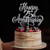 AROKIPPRY Silver Glitter Happy 25th Anniversary Cake Topper - Company Anniversary Party /25th Birthday Party Decorations view 1