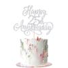 AROKIPPRY Silver Glitter Happy 25th Anniversary Cake Topper - Company Anniversary Party /25th Birthday Party Decorations view 3