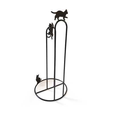 BOOMLATU Cat Metal Animal Paper Towel Holder,Cat Holder Free Standing Toilet Paper Roll Holder (Black)