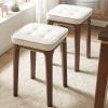 Solid Wood Dressing Stool Wooden Dining Stool Bedroom Makeup Stool Bold Legs Soft Sponge Cushion (Color : Beige, Size : 31x31x47cm) view 4